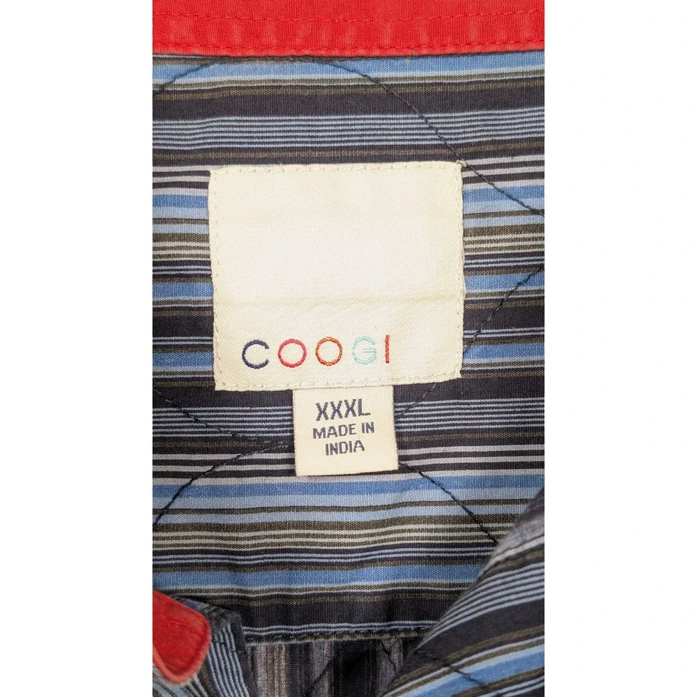 VTG Coogi Button Down Shirt‎ Mens 3XL Blue Stripe Argyle Embroidery Y2K 90s
